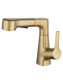 Смеситель для раковины Wonzon & Woghand WW-121B108-BG с выдвижным изливом брашированное золото